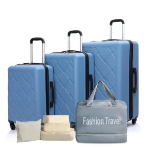 3-piece ABS luggage set with spinner wheels & duffle