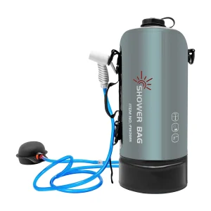Portable solar camping shower bag with pump