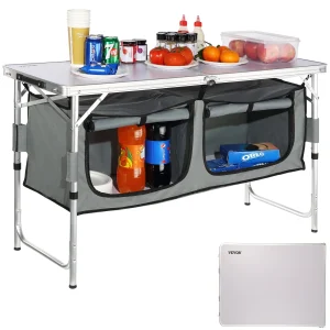 Folding camping kitchen table for outdoors